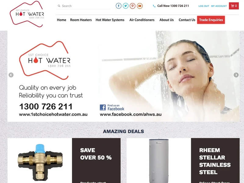 1st Choice Hot Water homepage design