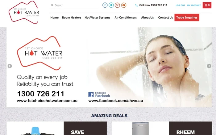 1st Choice Hot Water homepage design
