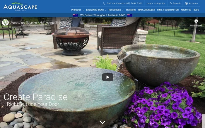 Aquascape Supplies homepage design