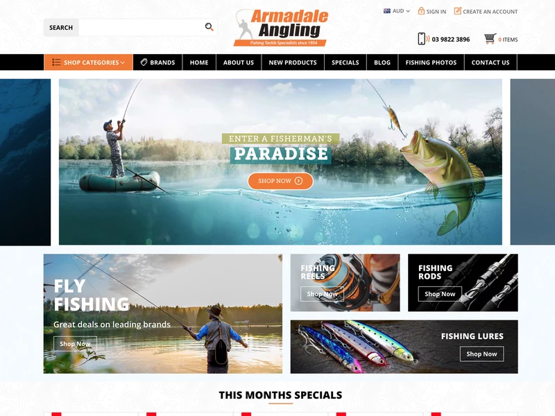 Armadale Angling homepage design