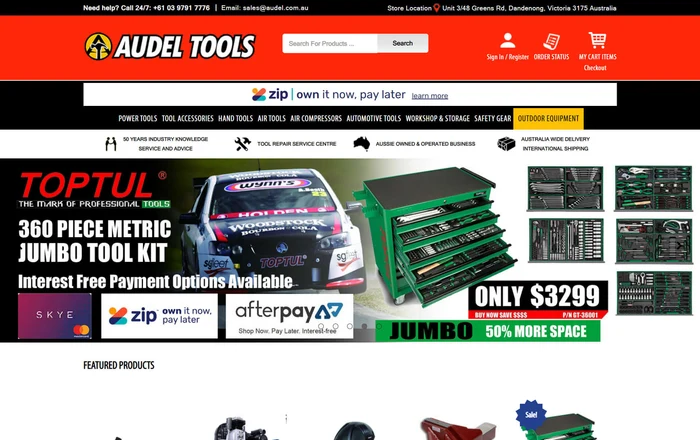 Audel Tools homepage design