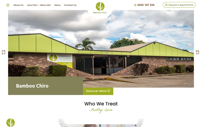 Bamboo Chiro homepage design