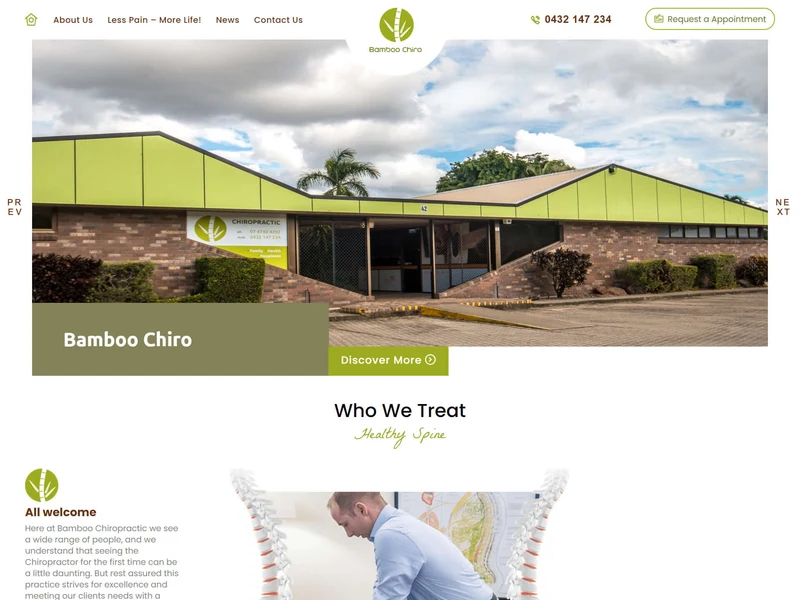 Bamboo Chiro homepage design
