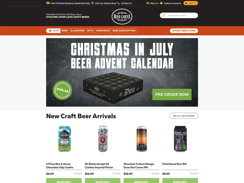 Beer Cartel homepage design