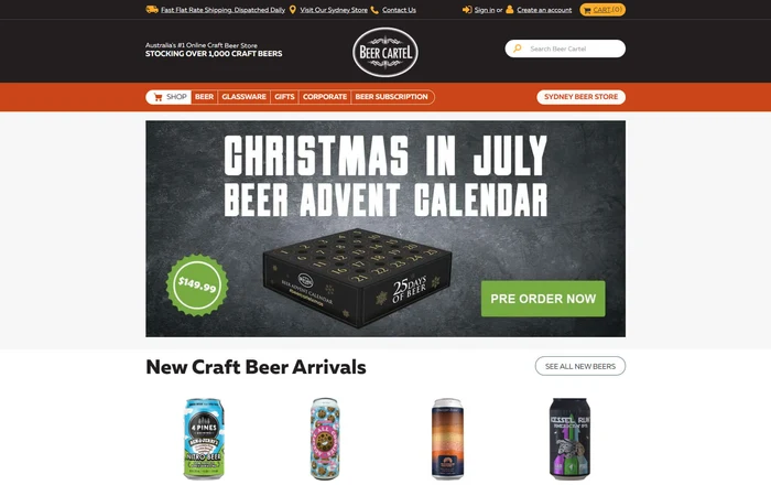 Beer Cartel homepage design