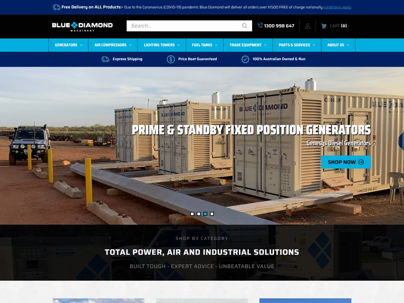 Blue Diamond Machinery homepage design