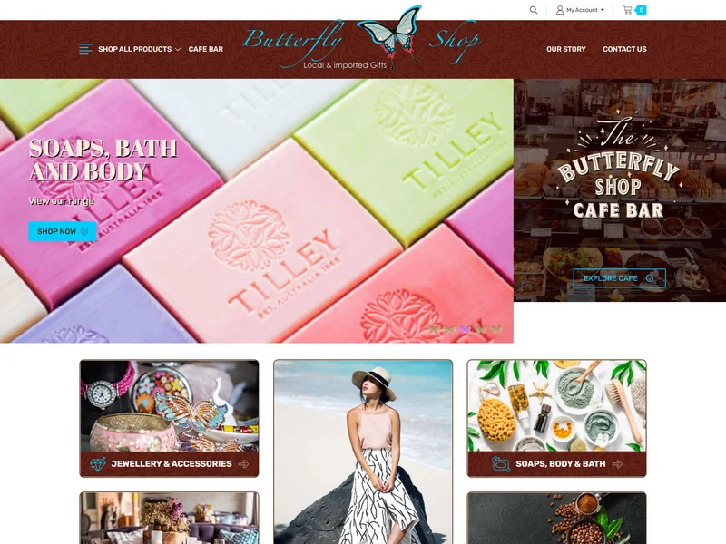 Butterfly Shop homepage design