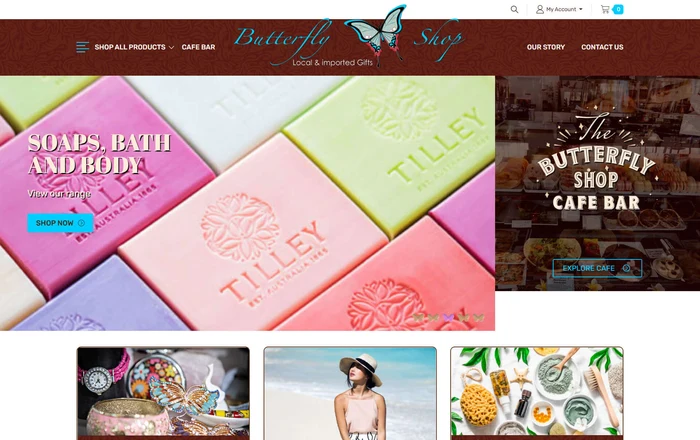 Butterfly Shop homepage design