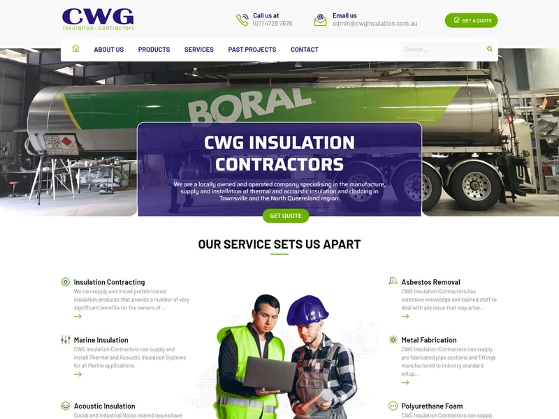 CWG Insulation Contractors homepage design