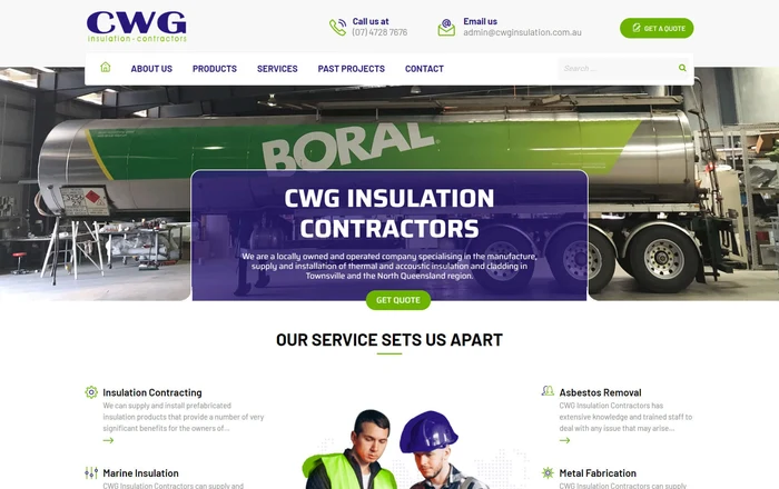 CWG Insulation Contractors homepage design