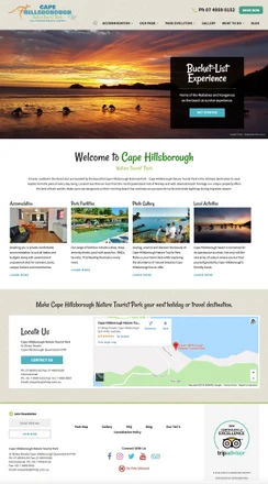 Cape Hillsborough Resort homepage design
