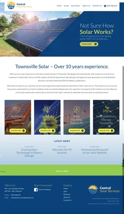 Central Solar Services homepage design