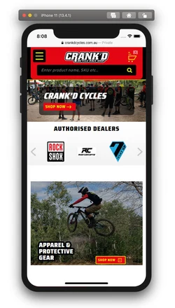 Crank'd Cycles mobile design