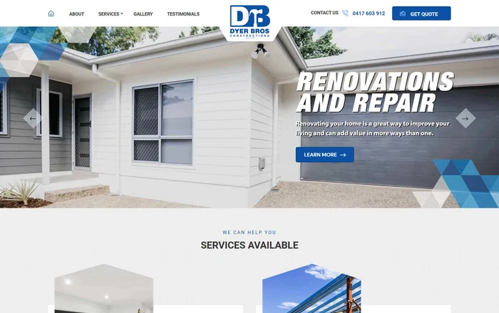 Dyer Bros Constructions homepage design