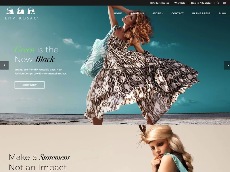 Envirosax homepage design