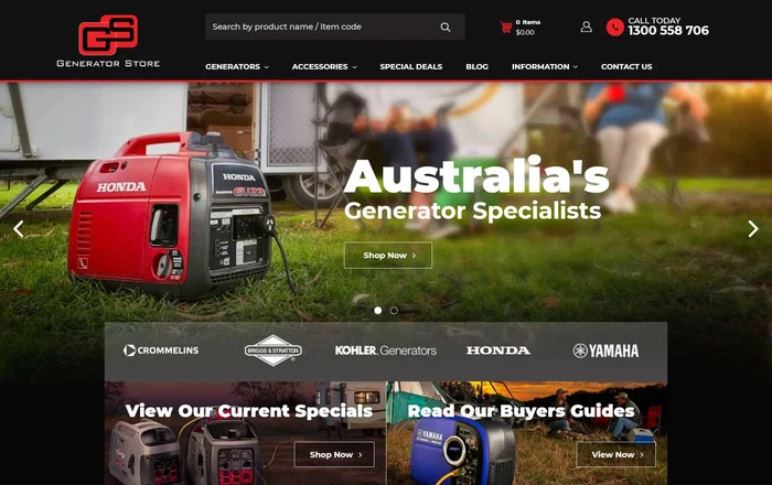 Generator Store homepage design