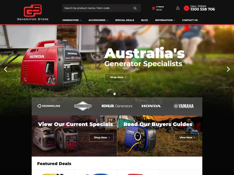 Generator Store homepage design