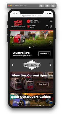 Generator Store mobile design