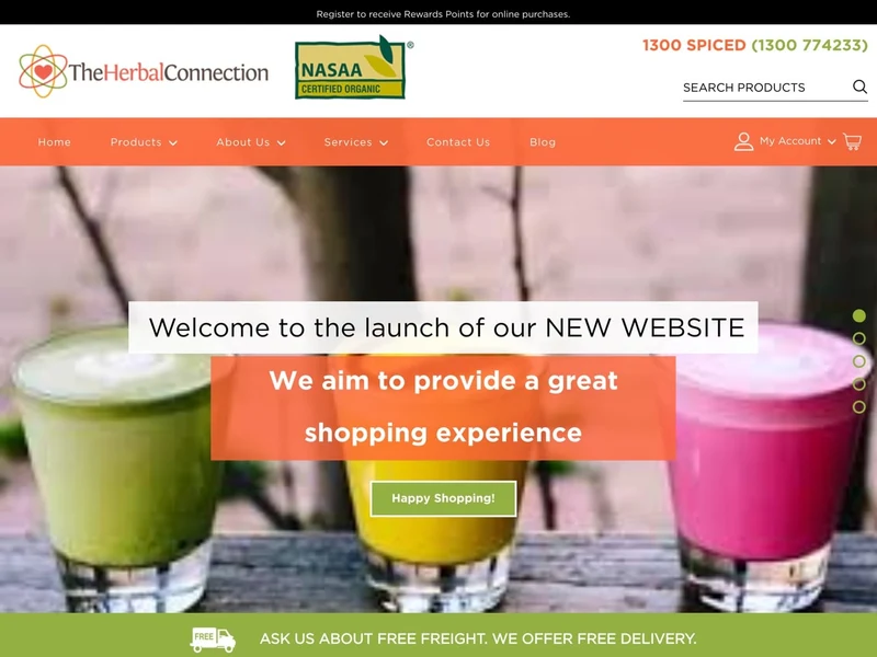 The Herbal Connection homepage design
