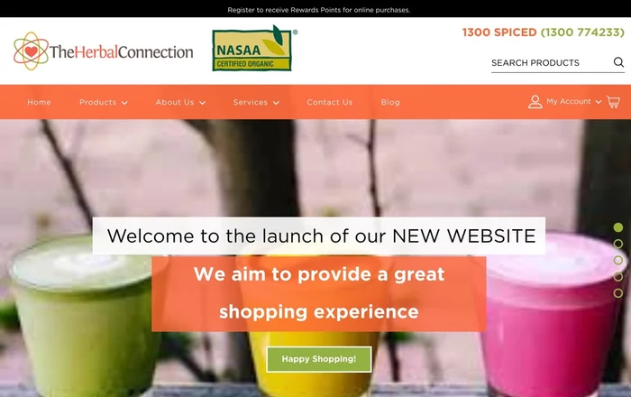 The Herbal Connection homepage design