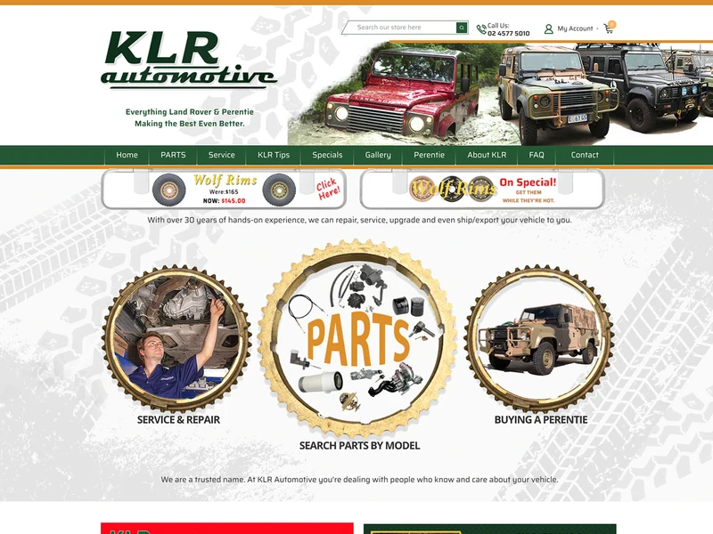 KLR Automotive homepage design