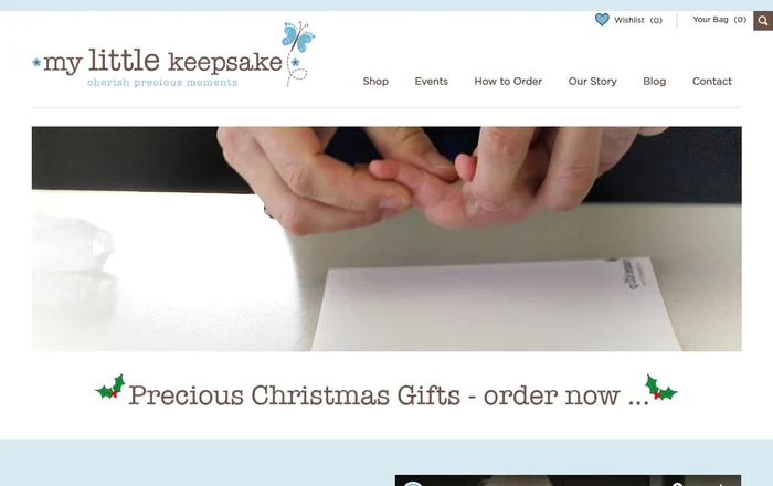 My Little Keepsake homepage design