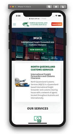 NQ Customs Services mobile design
