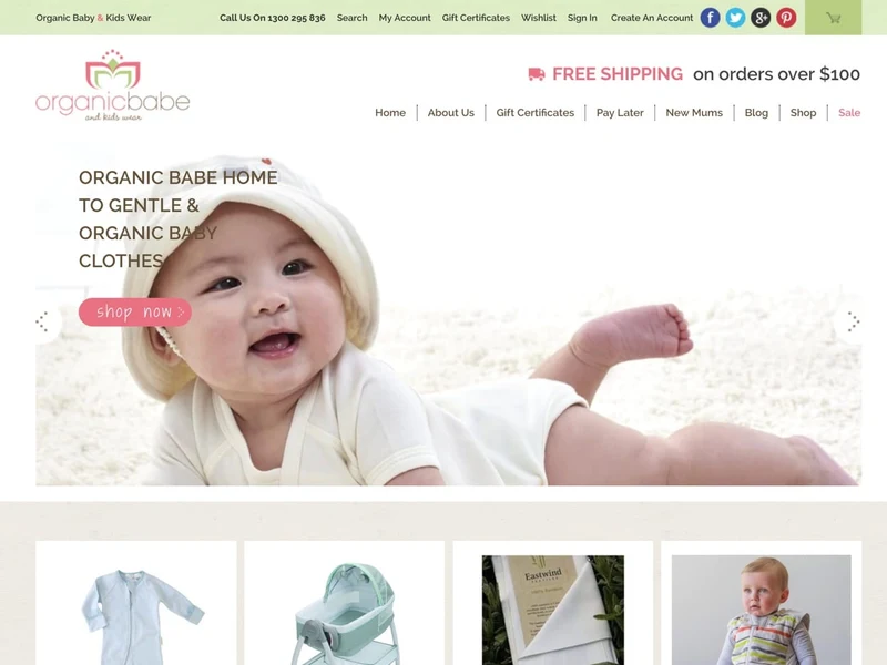 Organic Babe homepage design