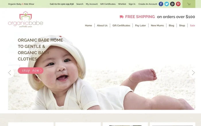 Organic Babe homepage design