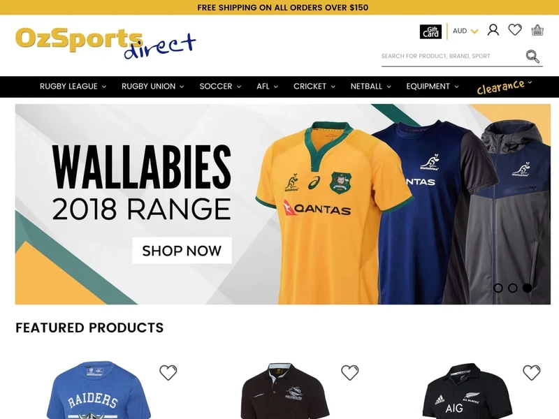Oz Sports Direct homepage design