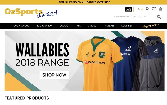 Oz Sports Direct homepage design
