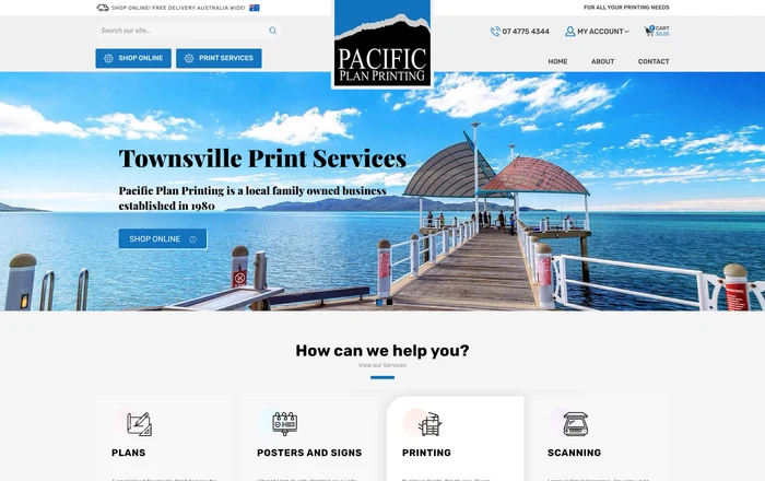 Pacific Plan Printing homepage design