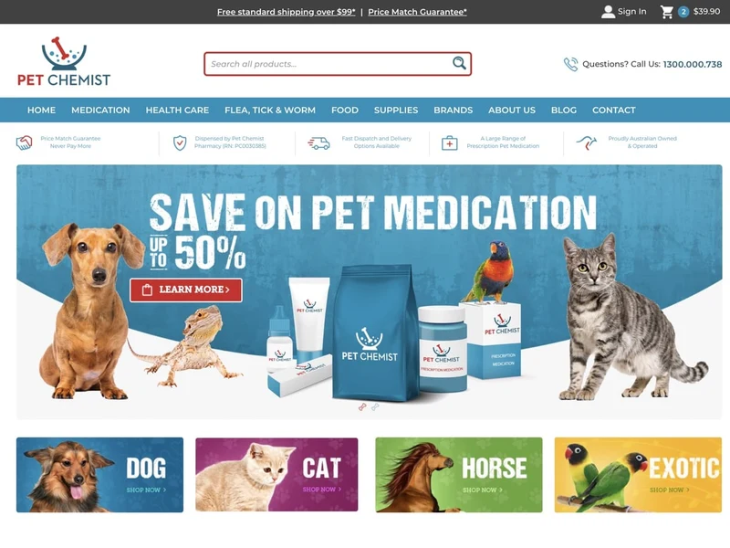 Pet Chemist homepage design