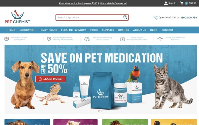 Pet Chemist homepage design