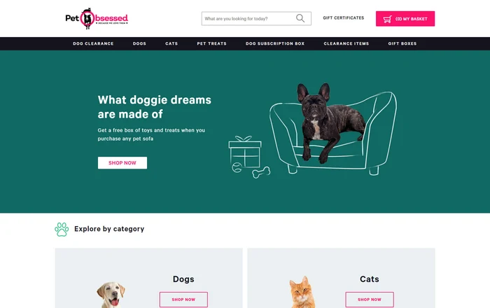 Pet Obsessed homepage design