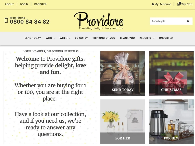 Providore Gifts homepage design