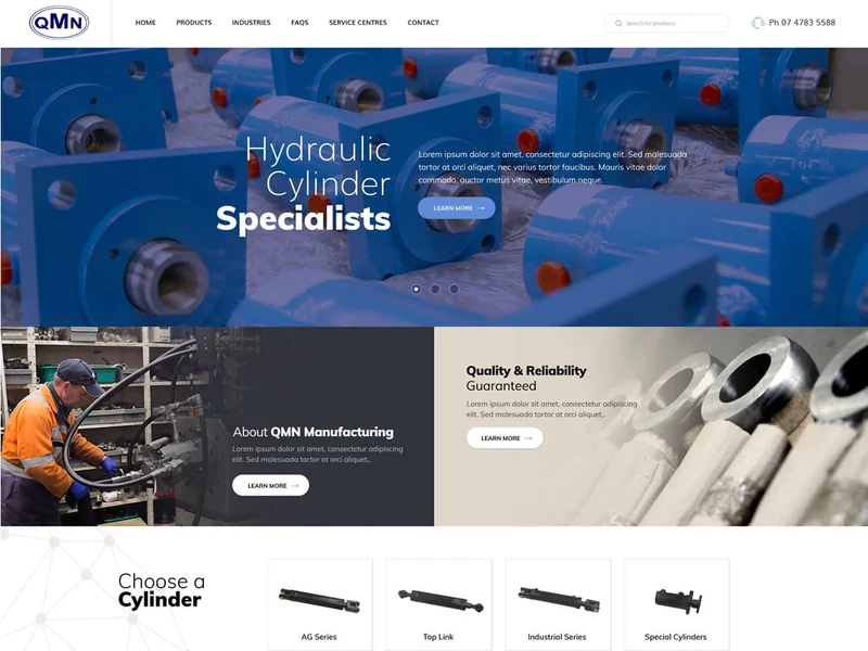 QMN Manufacturing homepage design