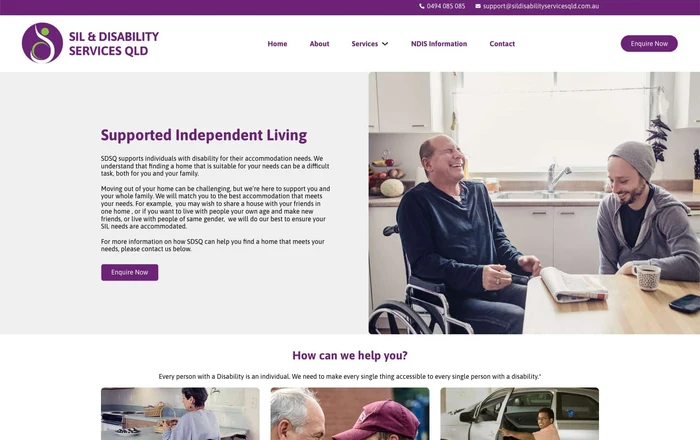SIL Disability Services QLD homepage design