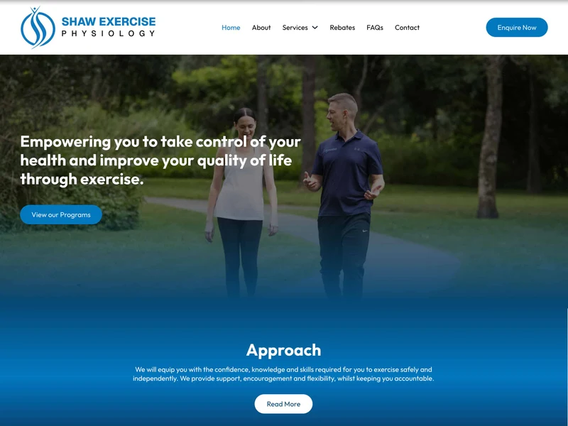 Shaw Exercise Physiology homepage design