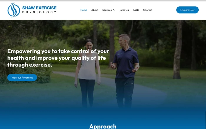 Shaw Exercise Physiology homepage design