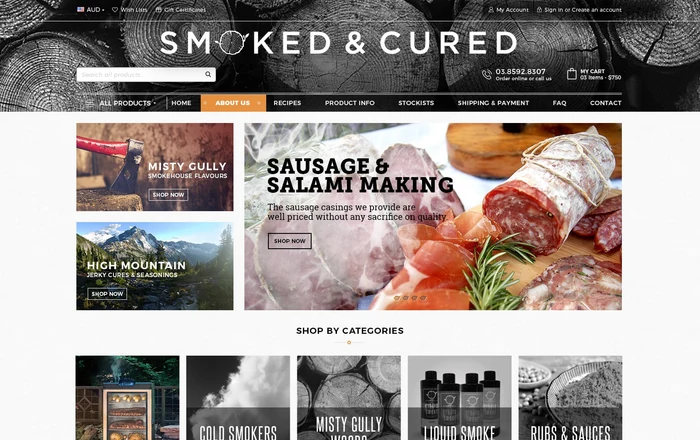 Smoked and Cured homepage design