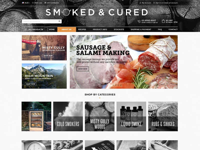 Smoked and Cured homepage design