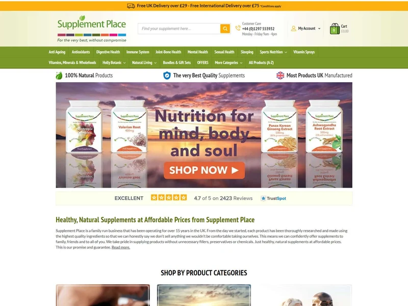 Supplement Place homepage design