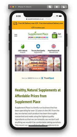 Supplement Place mobile design