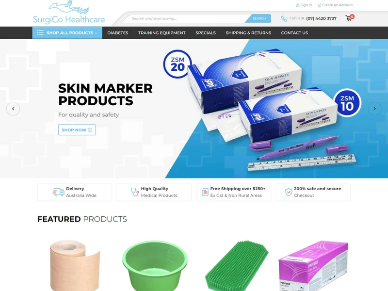 SurgiCo Healthcare homepage design