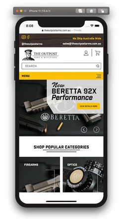 The Outpost Arms mobile design