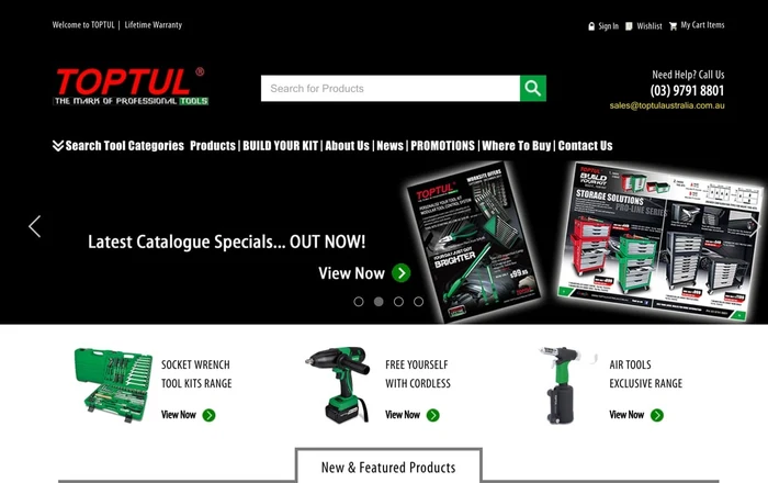 TOPTUL Tools homepage design