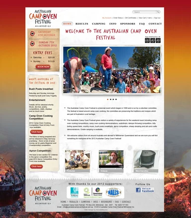 Australian Camp Oven Festival homepage design