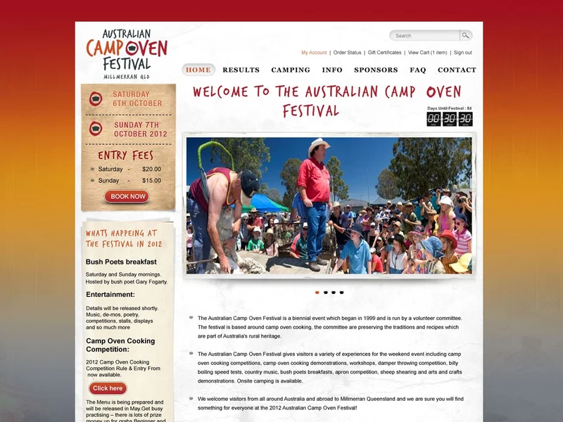 Australian Camp Oven Festival homepage design