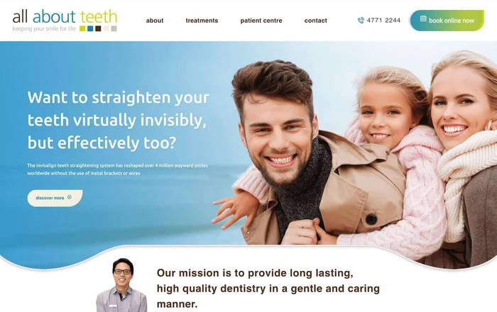 All About Teeth homepage design